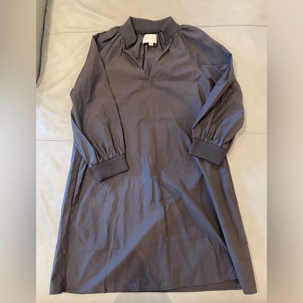 Brochu Walker Size S Charcoal Polyester Blend Long Sleeve Rouched AMAIA Dress - Picture 6 of 10